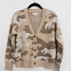 Lucky Brand Beige and Cream Patterned Cardigan